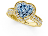 Yellow gold Fancy Blue Heart  Cut Halo Diamond Pave Band Ring with Four-Prong Setting_46