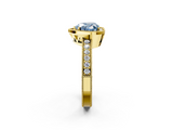 Yellow gold Fancy Blue Heart  Cut Halo Diamond Pave Band Ring with Four-Prong Setting_47