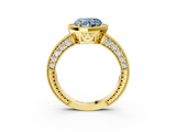 Yellow gold Fancy Blue Heart  Cut Halo Diamond Pave Band Ring with Four-Prong Setting_48