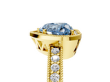 Yellow gold Fancy Blue Heart  Cut Halo Diamond Pave Band Ring with Four-Prong Setting_50