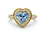 Yellow gold Fancy Blue Heart  Cut Halo Diamond Pave Band with Four-Prong Setting_37