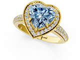 Yellow gold Fancy Blue Heart  Cut Halo Diamond Pave Band with Four-Prong Setting_38