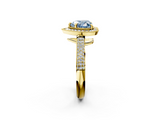 Yellow gold Fancy Blue Heart  Cut Halo Diamond Pave Band with Four-Prong Setting_39