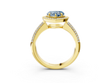 Yellow gold Fancy Blue Heart  Cut Halo Diamond Pave Band with Four-Prong Setting_40