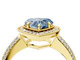 Yellow gold Fancy Blue Heart  Cut Halo Diamond Pave Band with Four-Prong Setting_41