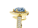 Yellow gold Fancy Blue Heart  Cut Halo Diamond Pave Band with Four-Prong Setting_42