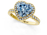 Yellow gold Fancy Blue Heart Cut Halo Diamond Pave Band with Prong Setting_1