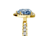 Yellow gold Fancy Blue Heart Cut Halo Diamond Pave Band with Prong Setting_5