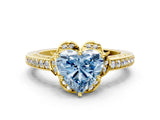Yellow gold Fancy Blue Heart  Cut Halo Diamond Ring with Channel Set Band and Four-Prong Setting_32