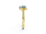 Yellow gold Fancy Blue Heart  Cut Halo Diamond Ring with Channel Set Band and Four-Prong Setting_34