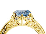 Yellow gold Fancy Blue Heart  Cut Halo Diamond Ring with Channel Set Band and Four-Prong Setting_36