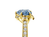 Yellow gold Fancy Blue Heart  Cut Halo Diamond Ring with Channel Set Band and Four-Prong Setting_37