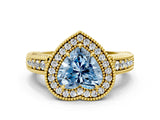Yellow gold Fancy Blue Heart  Cut Halo Diamond Ring with Pavé Band and Four-Prong Setting_52