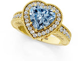 Yellow gold Fancy Blue Heart  Cut Halo Diamond Ring with Pavé Band and Four-Prong Setting_53