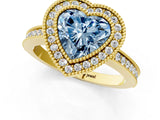 Yellow gold Fancy Blue Heart  Cut Halo Diamond Ring with Pavé Band and Milgrain Prong Setting_33