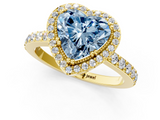 Yellow gold Fancy Blue Heart  Cut Halo Diamond Ring with Pave Band and Four-Prong Setting_25