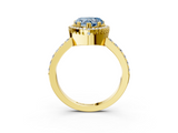 Yellow gold Fancy Blue Heart  Cut Halo Diamond Ring with Pave Band and Four-Prong Setting_27