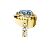Yellow gold Fancy Blue Heart  Cut Halo Diamond Ring with Pave Band and Four-Prong Setting_29