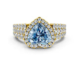 Yellow gold Fancy Blue Heart Cut Halo Pavé Diamond Engagement Ring with Split Shank and Four-Prong Setting_3