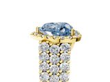 Yellow gold Fancy Blue Heart Cut Halo Pavé Diamond Engagement Ring with Split Shank and Four-Prong Setting_8
