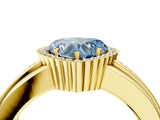 Yellow gold Fancy Blue Heart  Cut Halo Pave Band Four-Prong Ring_53