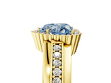 Yellow gold Fancy Blue Heart  Cut Halo Pave Band Four-Prong Ring_54