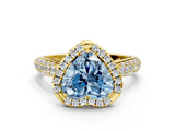 Yellow gold Fancy Blue Heart  Cut Halo Pave Band Four-Prong Setting Ring_20