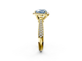 Yellow gold Fancy Blue Heart  Cut Halo Pave Band Four-Prong Setting Ring_22