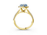 Yellow gold Fancy Blue Heart  Cut Halo Pave Band Four-Prong Setting Ring_23