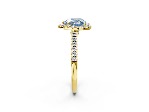 Yellow gold Fancy Blue Heart Cut Halo Pave Diamond Engagement Ring with Four-Prong Setting_2