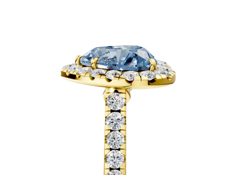 Yellow gold Fancy Blue Heart Cut Halo Pave Diamond Engagement Ring with Four-Prong Setting_5