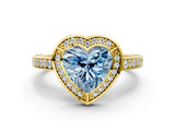 Yellow gold Fancy Blue Heart  Cut Halo Pave Split Shank Prong Setting Ring_32