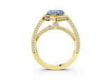 Yellow gold Fancy Blue Heart  Cut Halo Pave Split Shank Prong Setting Ring_35