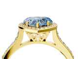 Yellow gold Fancy Blue Heart Cut Halo Round Diamond Pavé Band with Four-Prong Setting_7