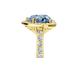 Yellow gold Fancy Blue Heart Cut Halo Round Diamond Pavé Band with Four-Prong Setting_8
