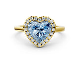 Yellow gold Fancy Blue Heart Cut Halo Round Diamond Solitaire Ring with Pavé Band and Four-Prong Setting_12