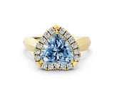 Yellow gold Fancy Blue Heart  Cut Halo Solitaire Engagement Ring with Square Band and Four-Prong Setting_149