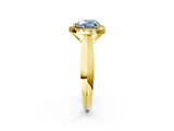 Yellow gold Fancy Blue Heart  Cut Halo Solitaire Engagement Ring with Square Band and Four-Prong Setting_151