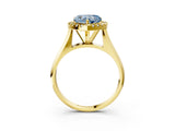 Yellow gold Fancy Blue Heart  Cut Halo Solitaire Engagement Ring with Square Band and Four-Prong Setting_152