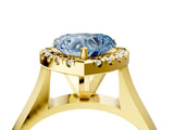 Yellow gold Fancy Blue Heart  Cut Halo Solitaire Engagement Ring with Square Band and Four-Prong Setting_153