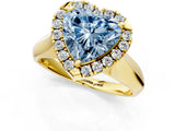 Yellow gold Fancy Blue Heart  Cut Halo Solitaire Engagement Ring with Square Band and Four-Prong Setting_67