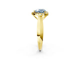 Yellow gold Fancy Blue Heart  Cut Halo Solitaire Engagement Ring with Square Band and Four-Prong Setting_68