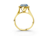 Yellow gold Fancy Blue Heart  Cut Halo Solitaire Engagement Ring with Square Band and Four-Prong Setting_69