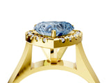 Yellow gold Fancy Blue Heart  Cut Halo Solitaire Engagement Ring with Square Band and Four-Prong Setting_70