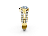 Yellow gold Fancy Blue Heart  Cut Halo Split Shank Diamond Ring with Four-Prong Setting_47
