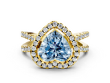 Yellow gold Fancy Blue Heart  Cut Halo Split Shank Pave Set Ring_62