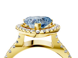 Yellow gold Fancy Blue Heart  Cut Halo Split Shank Pave Set Ring_66