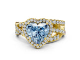 Yellow gold Fancy Blue Heart  Cut Halo Split Shank Prong Setting Ring_12