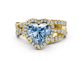 Yellow gold Fancy Blue Heart  Cut Halo Split Shank Prong Setting Ring_12