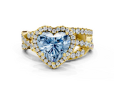 Yellow gold Fancy Blue Heart  Cut Halo Split Shank Prong Setting Ring_62
